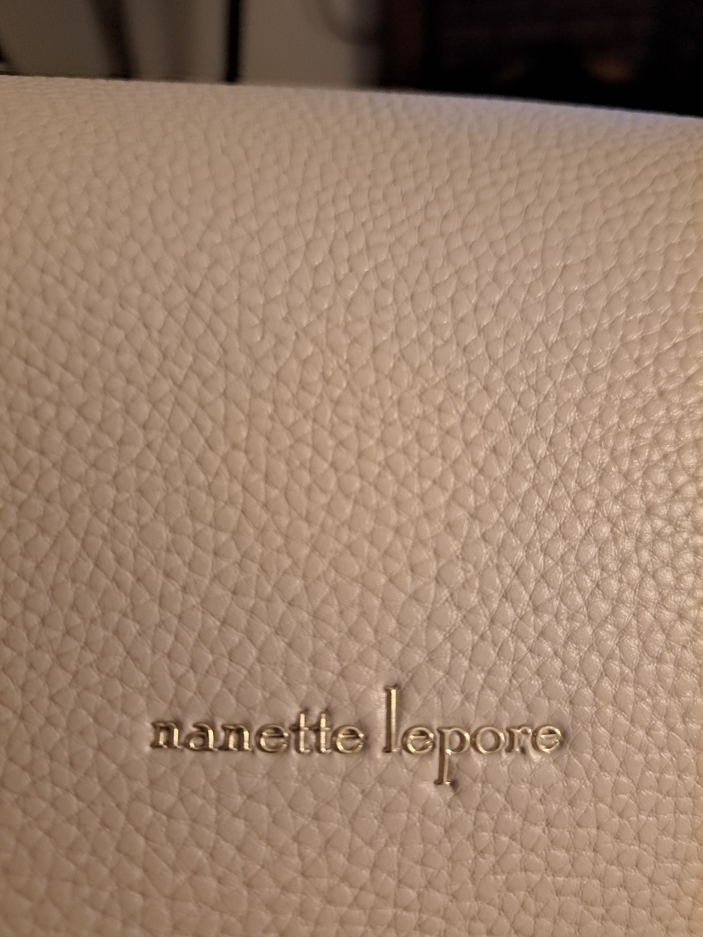 Make Offer! Nanette Lepore Cream Pebbled Leather Shoulder Bag with Gold Logo